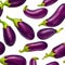 Illustration pattern of eggplants on white background.
