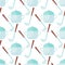 Illustration pattern with kitchen utensils on it: saucepans and ladles on background.