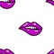 Illustration pattern of opened mouth with pink lipstick, white teeth