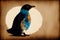 Illustration of a penguin on abstract watercolor background. Watercolor paint. Digital art, Generative AI