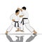 A illustration of people practicing taekwondo in Thai.