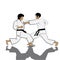 A illustration of people practicing taekwondo in Thai.