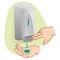 Illustration of a person doing hand hygiene with cleaning product, caucasian
