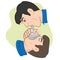 Illustration of a person with respiratory arrest being revived with the help of a pocket mask to help with breathing