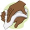 Illustration of a person wiping and wiping his hands with a paper towel or napkin, Afro descent