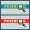 Illustration of phishing word with magnifier concept