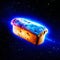 Illustration of a piece of bread on a starry background. AI Generated