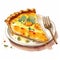 Illustration of a piece of quiche pie on a white background