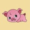 Illustration of Pig Cartoon, Cute Funny Character with, Transparant Background