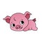 Illustration of Pig Cartoon, Cute Funny Character with, Transparant Background