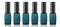 Illustration of pine green bottles of nail polishes, free space for your design on every flask, varnishes isoalted on white