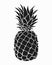Illustration of pineapple. Black and white print of pineapple. Picture of an exotic fruit. Fresh vitamins.