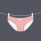 Illustration of pink panties hanging on a rope