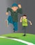 illustration of pitch invader, being chased by steward