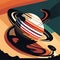 Illustration of the planet Saturn with a colorful background. Vector illustration AI Generated