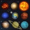 illustration planets Solar system and sun on stars background