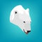 Illustration polar bear\'s head on a blue background.