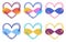 Illustration of a polyamorous heart symbol with an infinity sign. A set of signs in different colors. Simple cute style. The