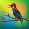 Illustration polygonal  of white throated kingfisher bird