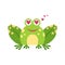 Illustration portrait of frog. Cute love frog face