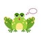 Illustration portrait of frog expression. Cute thinking frog face