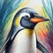 Illustration portrait of a penguin bird with colored