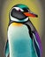 Illustration portrait of a penguin bird with colored