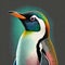 Illustration portrait of a penguin bird with colored