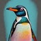 Illustration portrait of a penguin bird with colored