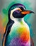 Illustration portrait of a penguin bird with colored