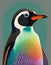 Illustration portrait of a penguin bird with colored