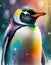 Illustration portrait of a penguin bird with colored