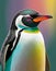 Illustration portrait of a penguin bird with colored