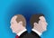 An illustration of a portrait of Volodymyr Zelenskyy, the President of Ukraine and Vladimir Putin, president of Russia