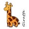 illustration, postcard, logo, poster on the theme of Africa, giraffe with shadow,for paper