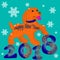 Illustration postcard, Orange Dog, Symbol of the Year, inscription 2018, cartoon