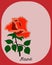 Illustration, postcard, wedding invitation, bright rose on an oval background