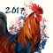 Illustration or poster with peacock, symbol of 2017. Vector