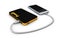 Illustration of Powerbank charging smartphone isolated white