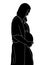 Illustration of pregnant mother showing baby bump silhouette on white background