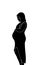 Illustration of pregnant mother showing baby bump silhouette on white background