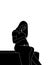 Illustration of pregnant mother showing baby bump silhouette on white background