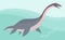 Illustration prehistoric underwater dinosaur plesiosaurus with fins