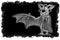 illustration of a presenting cartoon bat with black background