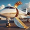 illustration of a private jet isolated on a blue sky background, suitable for tourism and travel advertising purposes 1