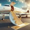 illustration of a private jet isolated on a blue sky background, suitable for tourism and travel advertising purposes 2