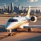 illustration of a private jet isolated on a blue sky background, suitable for tourism and travel advertising purposes 5