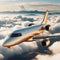 illustration of a private jet isolated on a blue sky background, suitable for tourism and travel advertising purposes 6