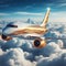 illustration of a private jet isolated on a blue sky background, suitable for tourism and travel advertising purposes 9