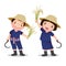 Illustration of professionâ€™s costume of Thai farmer for kids